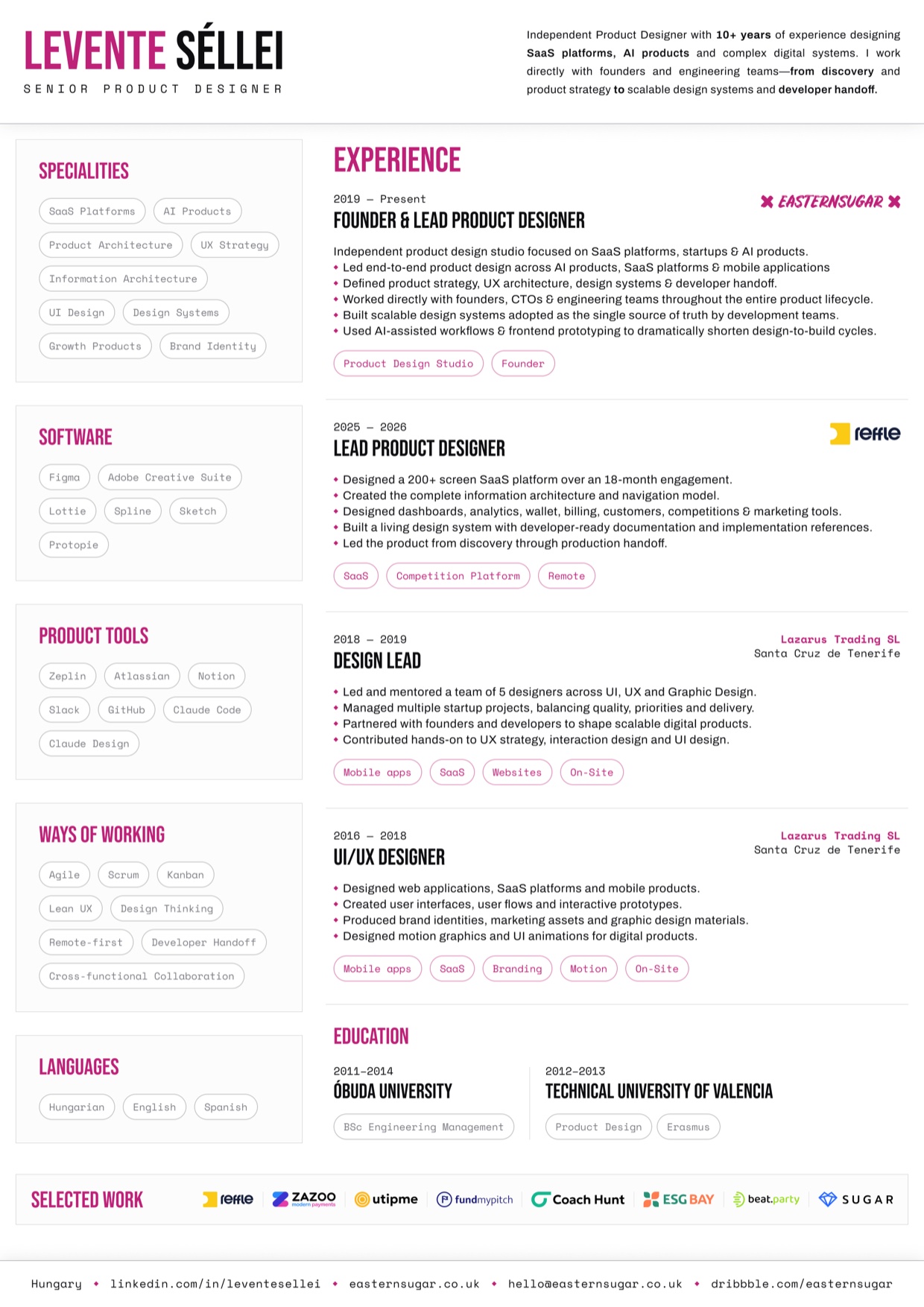 Levente Séllei — Resume