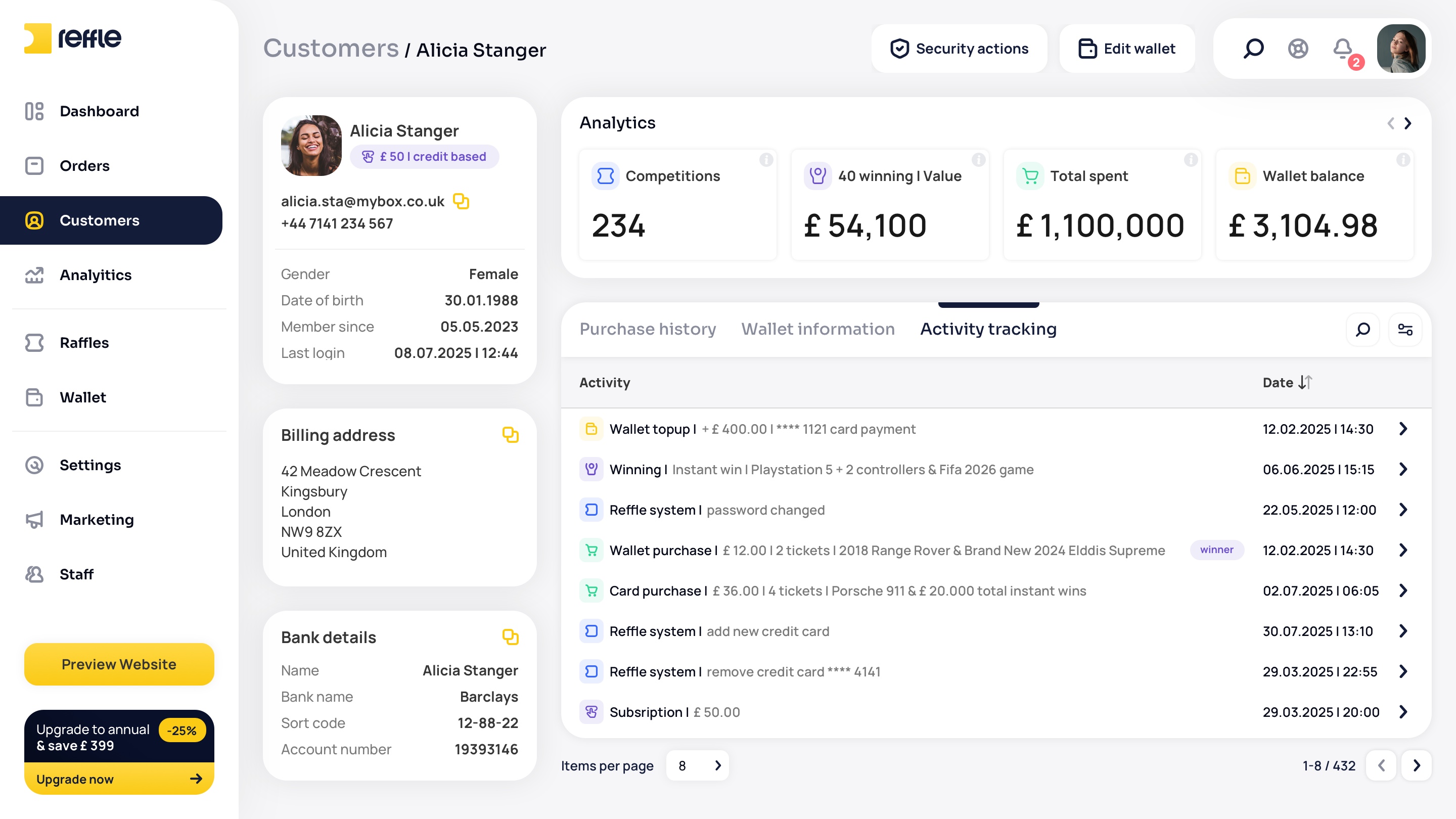 Customers screen 9