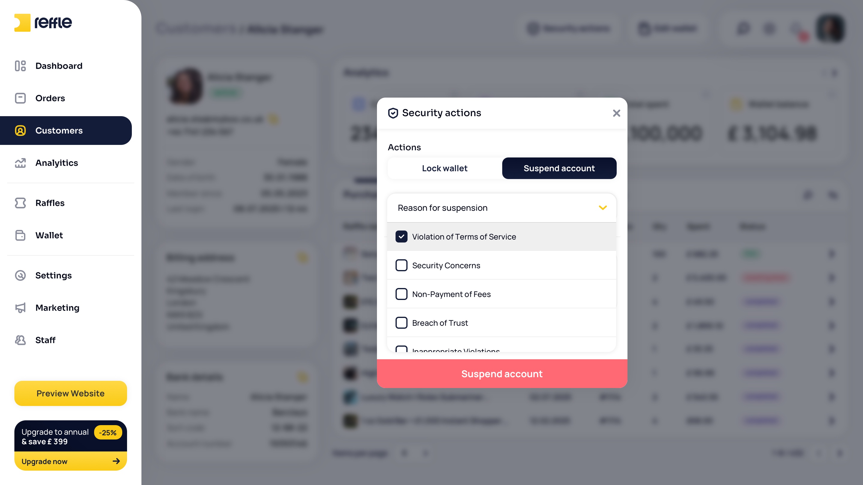 Customers screen 16