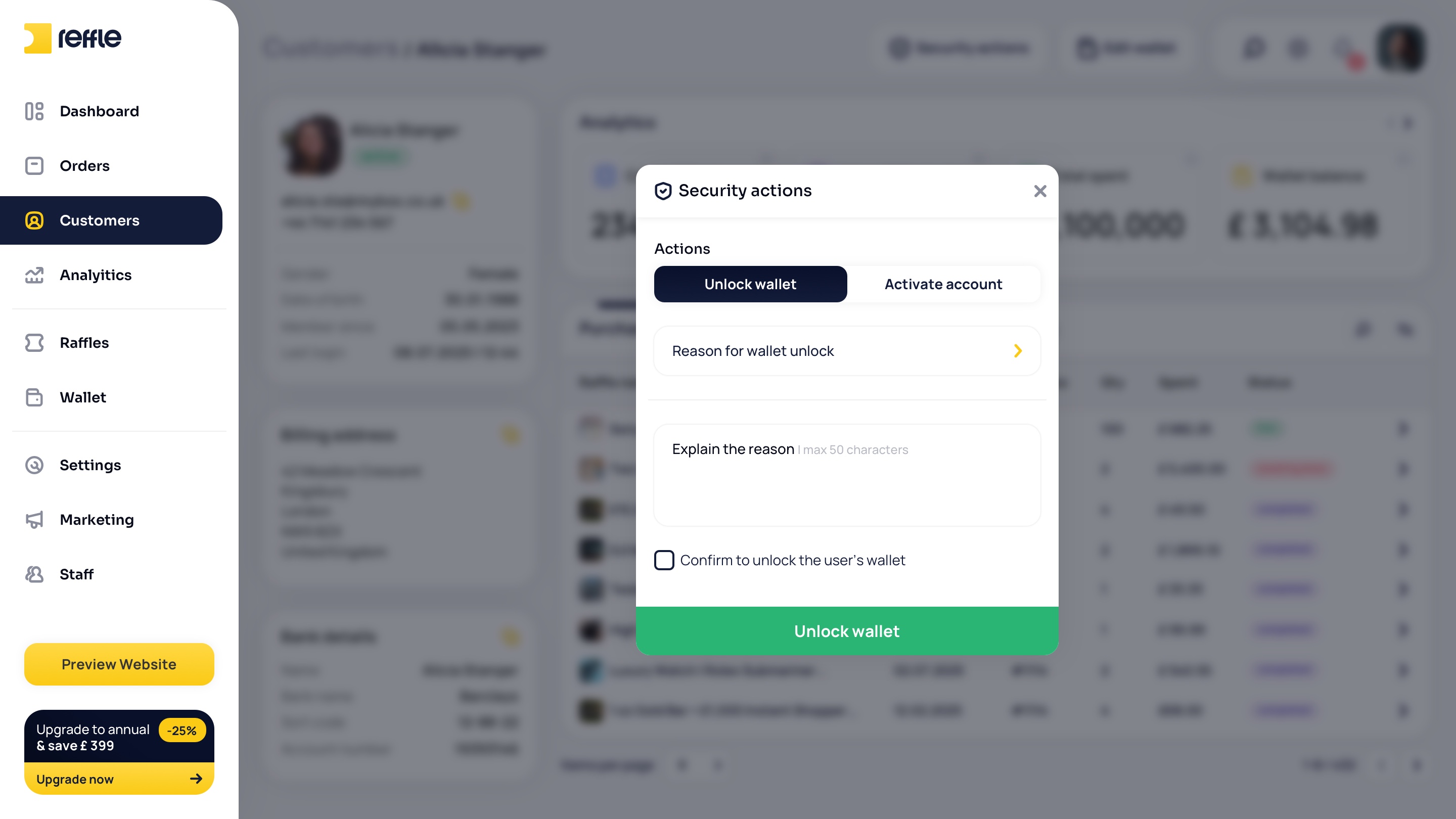 Customers screen 20