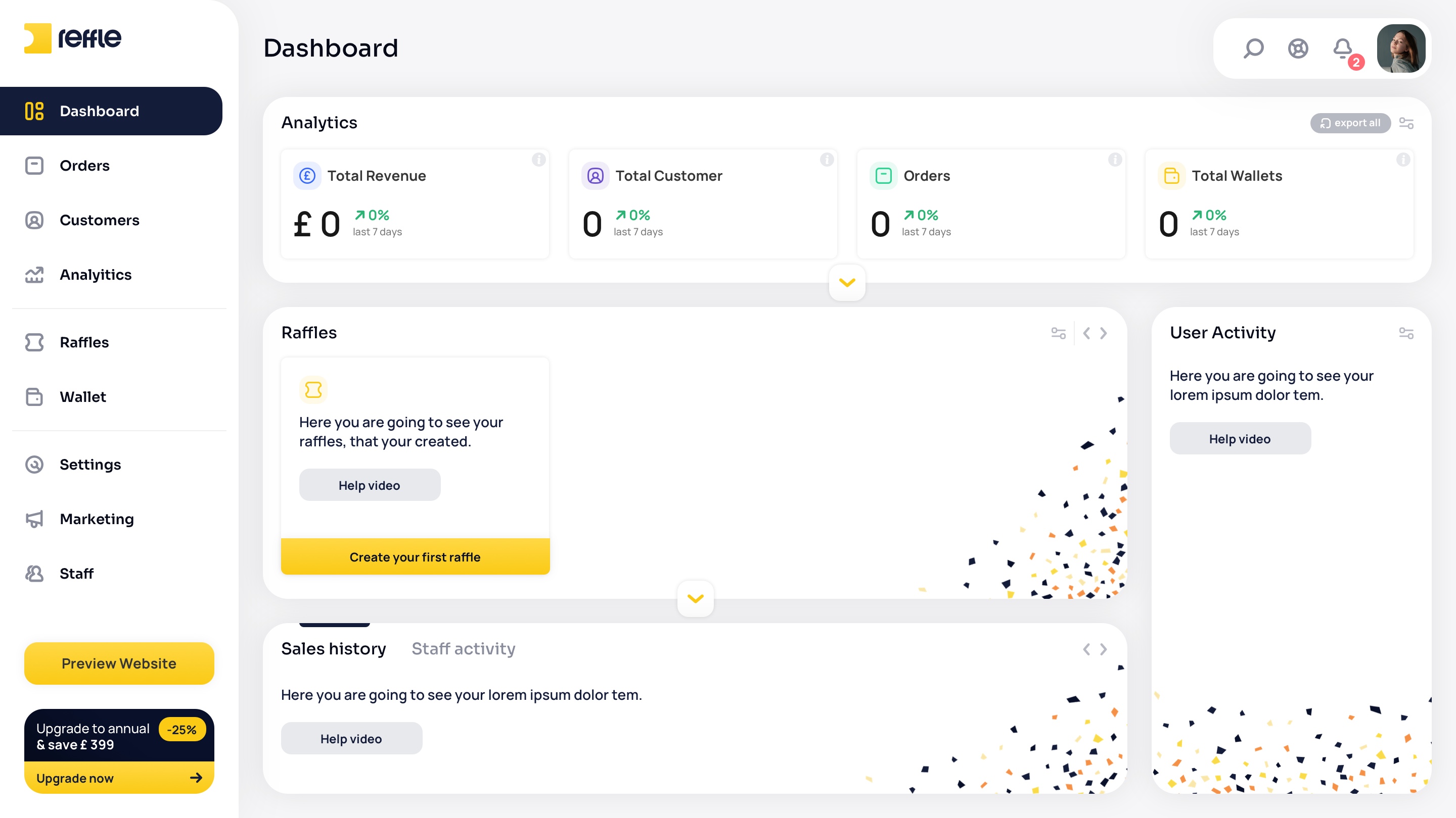 Dashboard screen 1