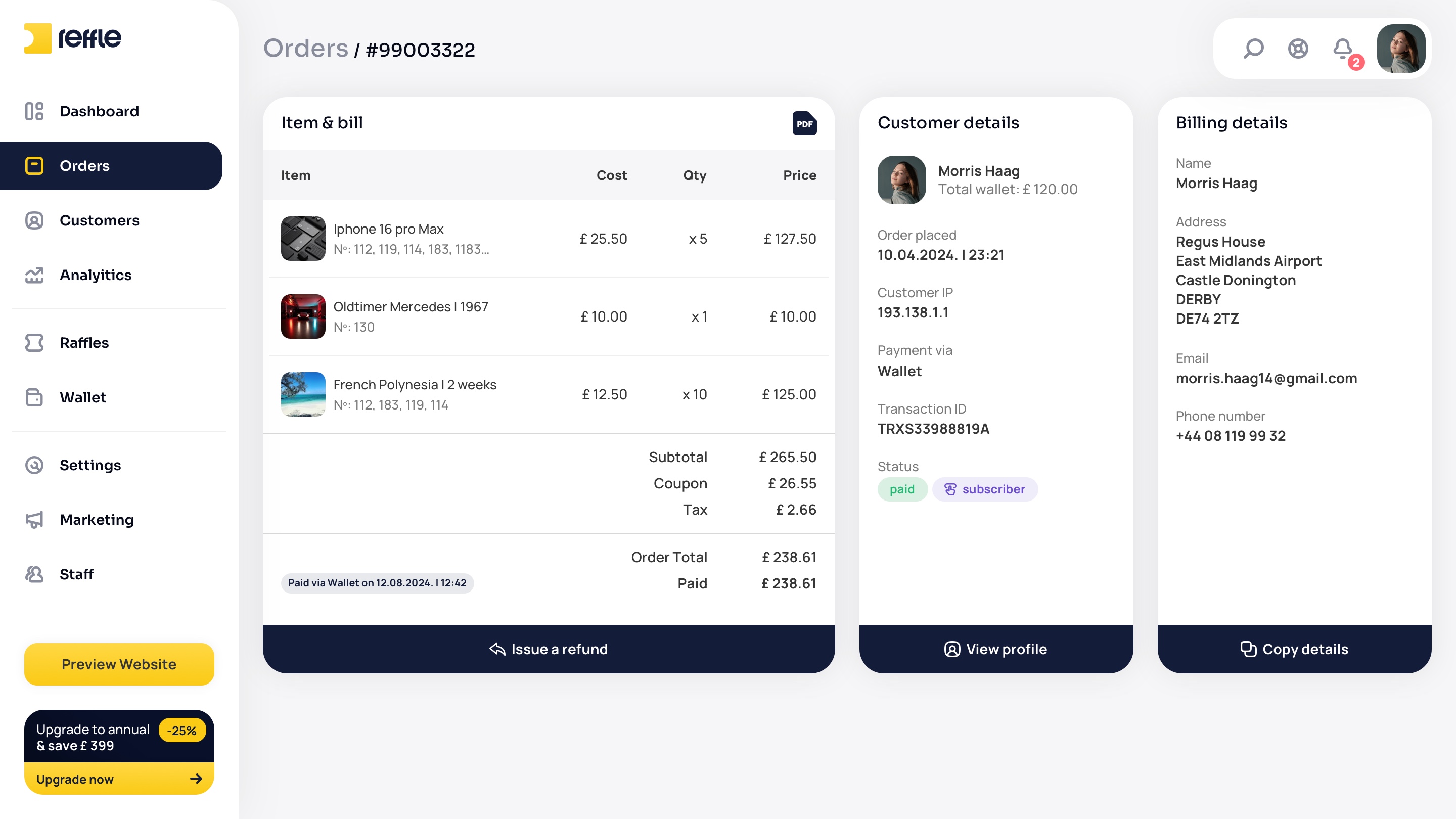 Orders screen 4