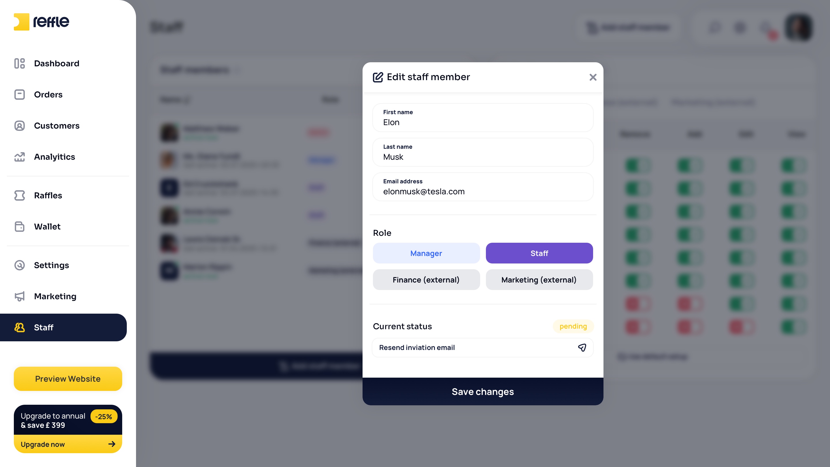 Staff screen 5