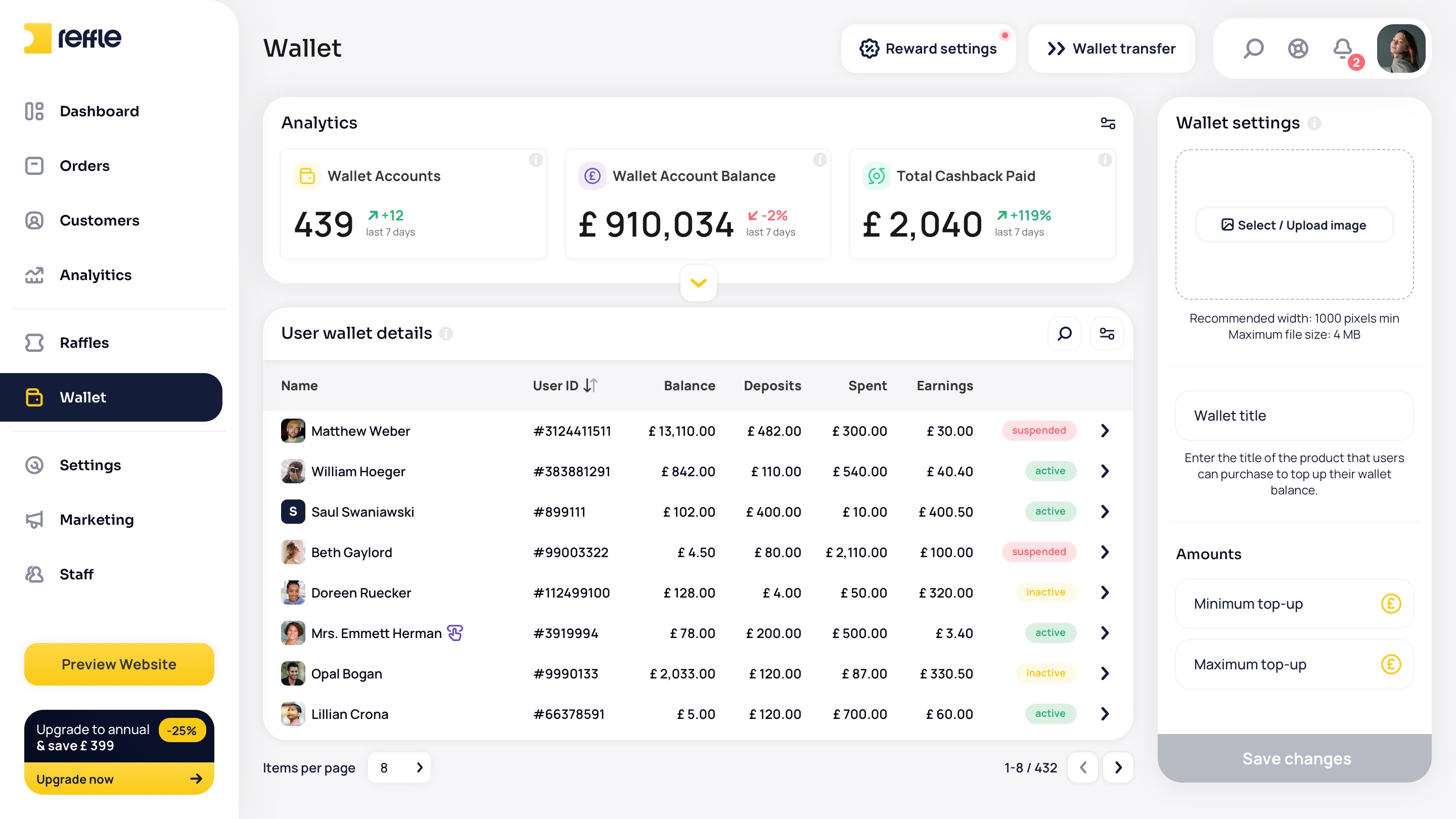 Wallet screen 1