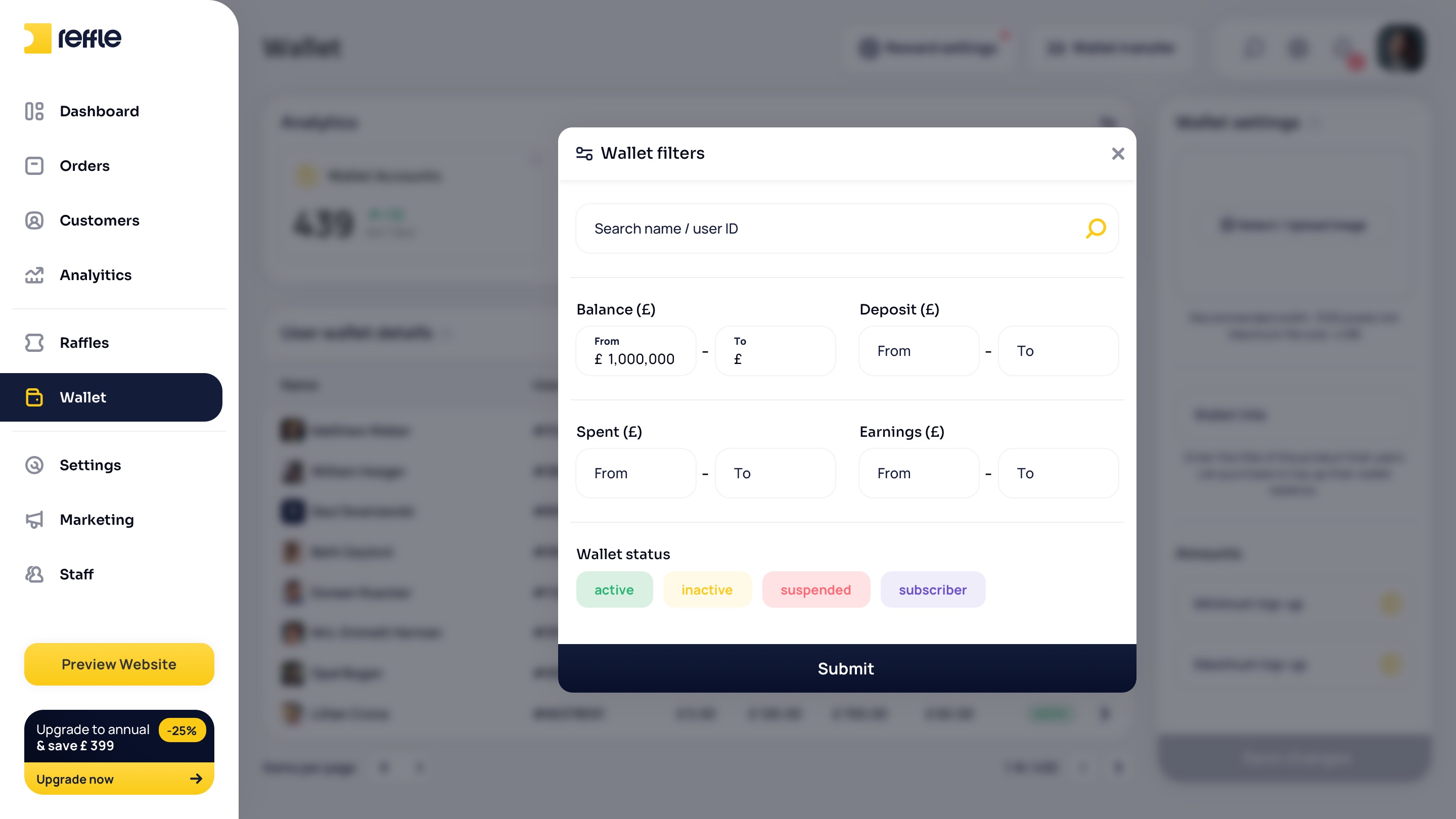 Wallet screen 5