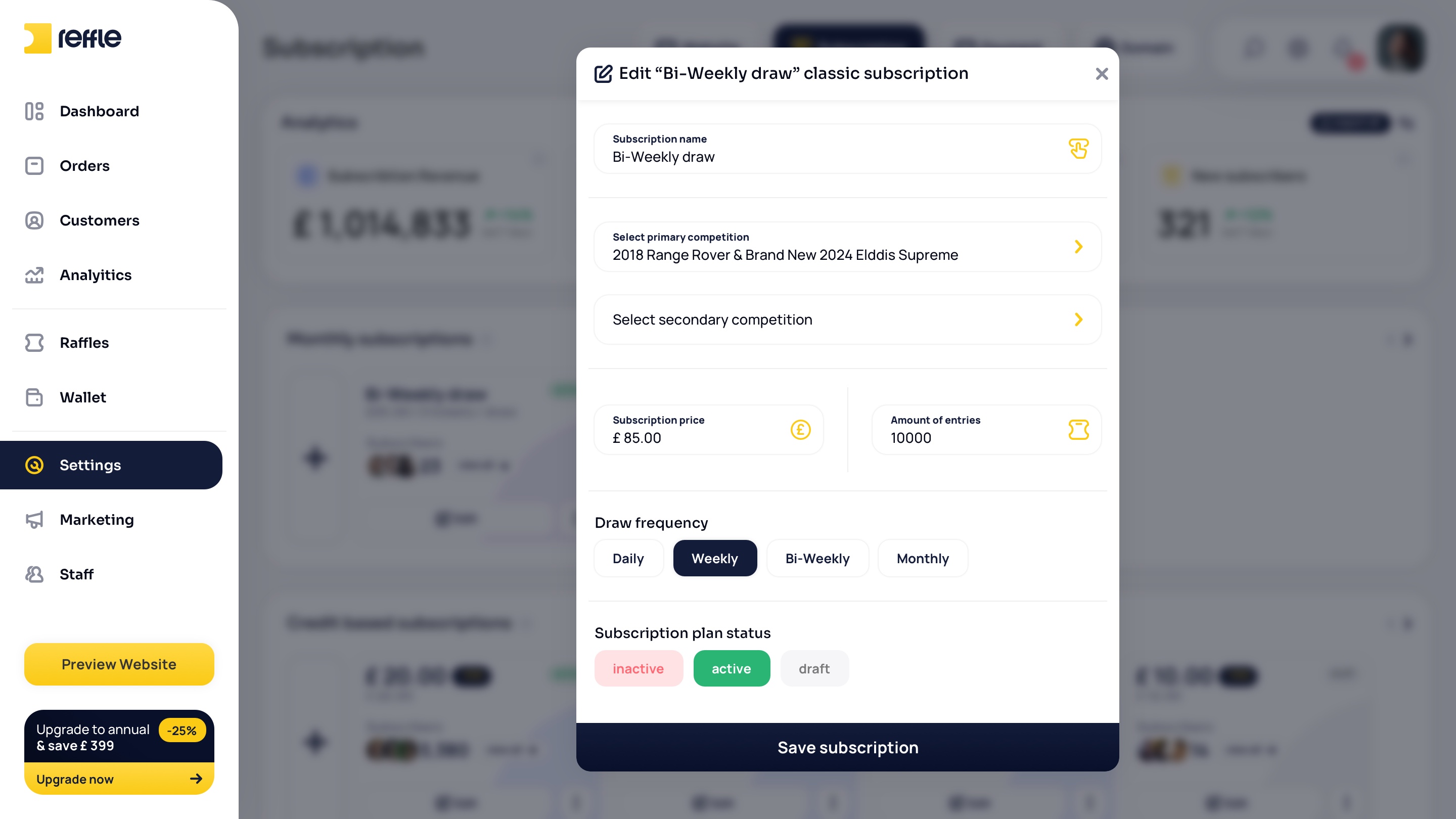 Website Settings screen 20