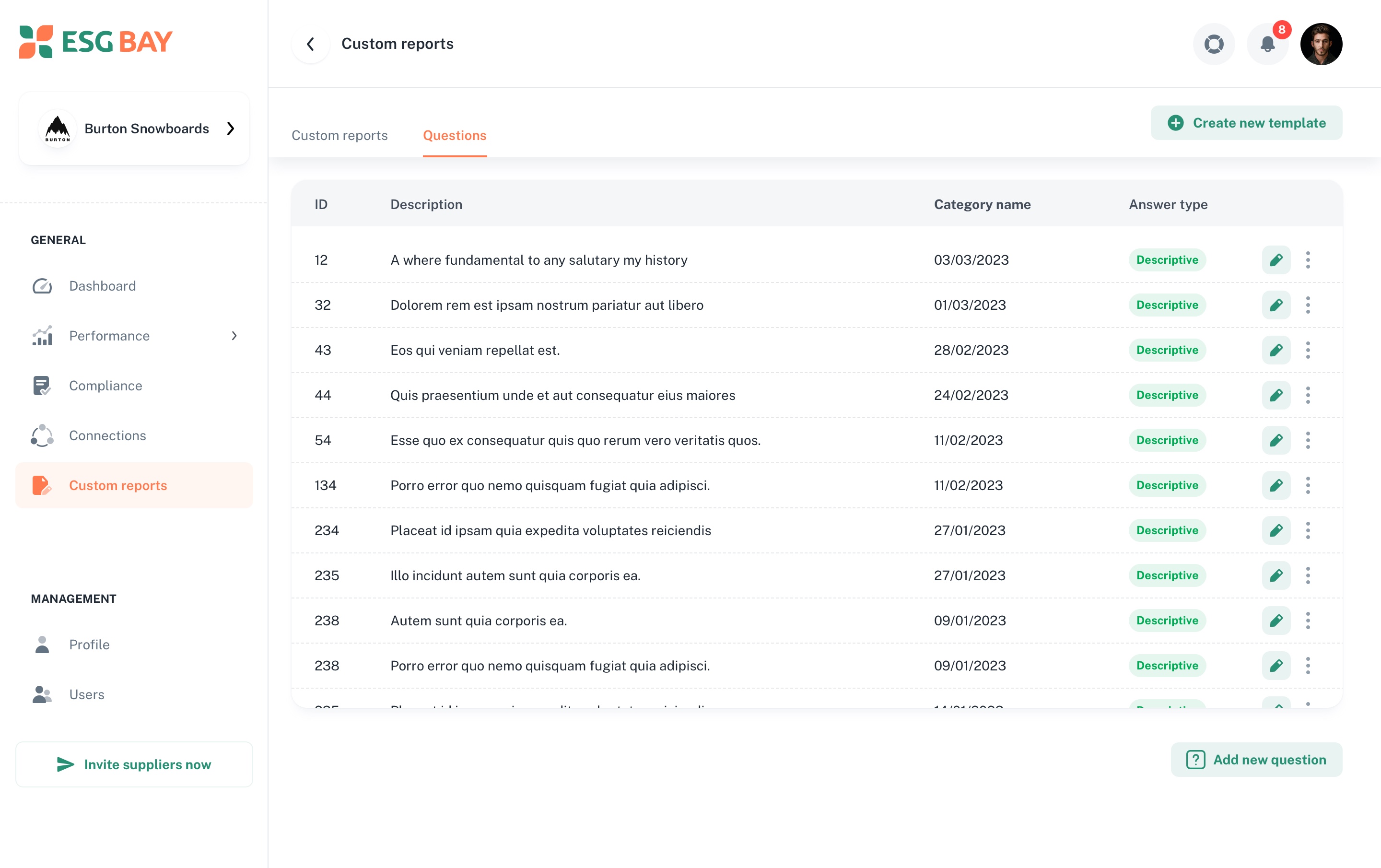 Custom Report screen 5