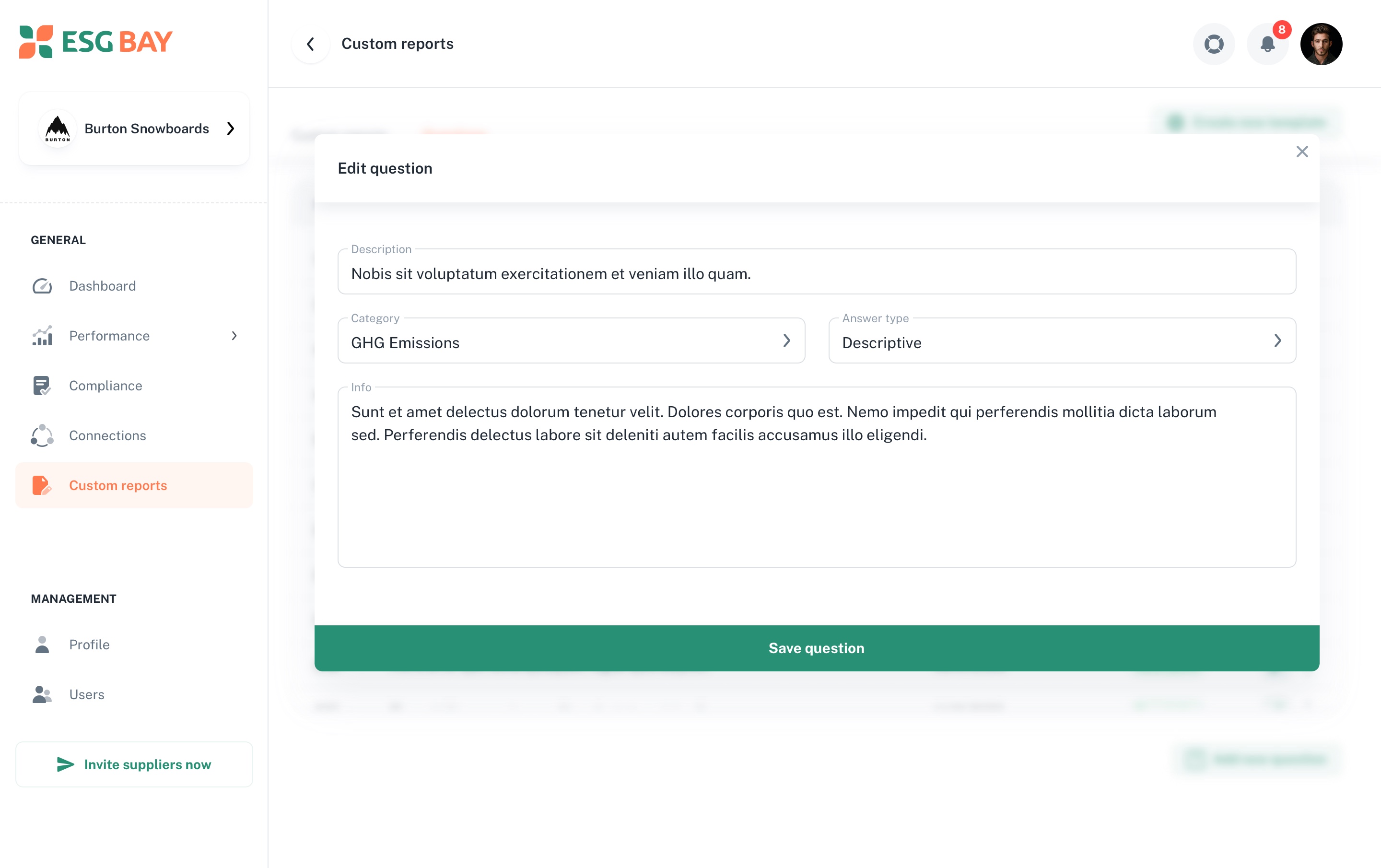 Custom Report screen 6