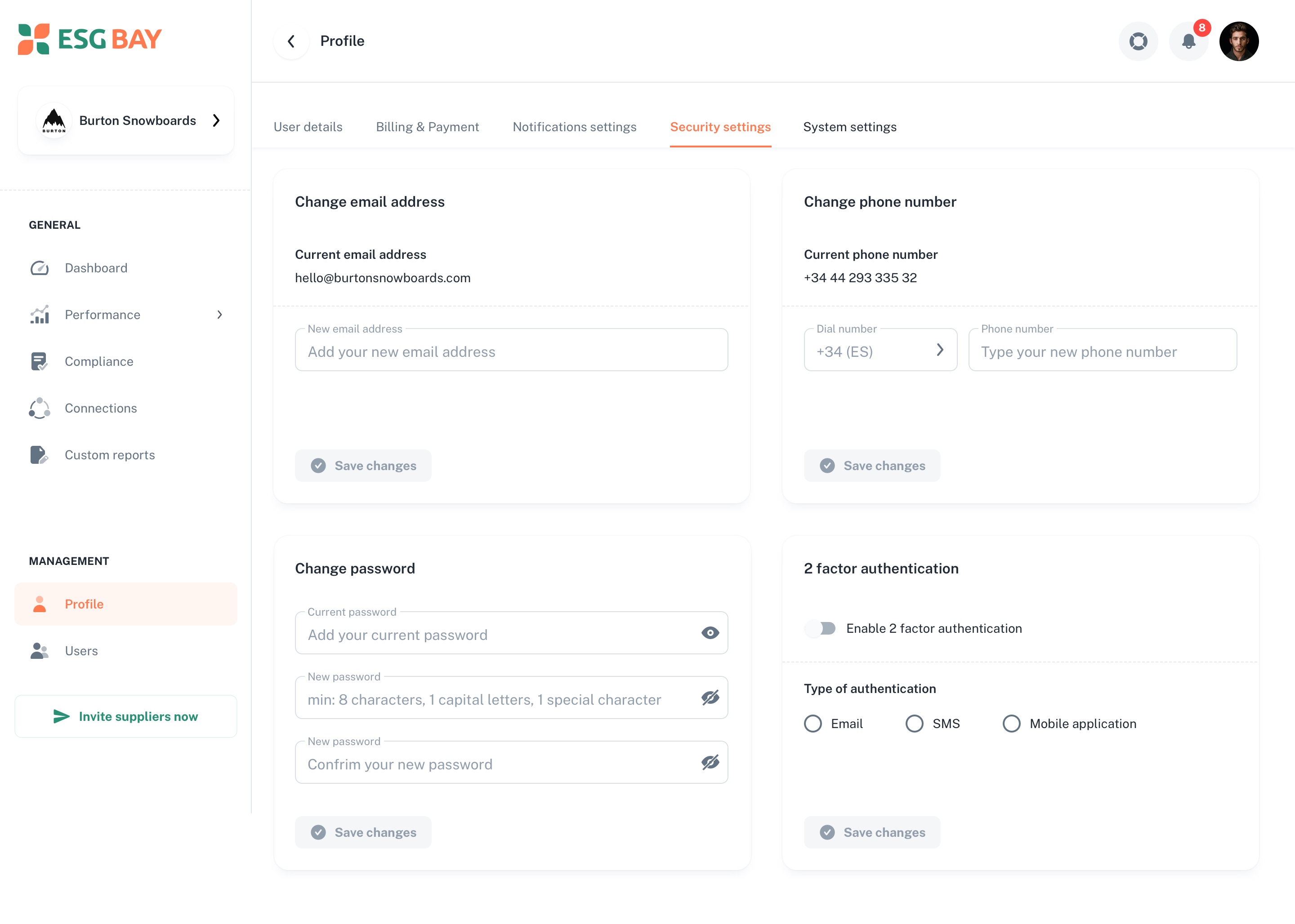 Settings screen 9