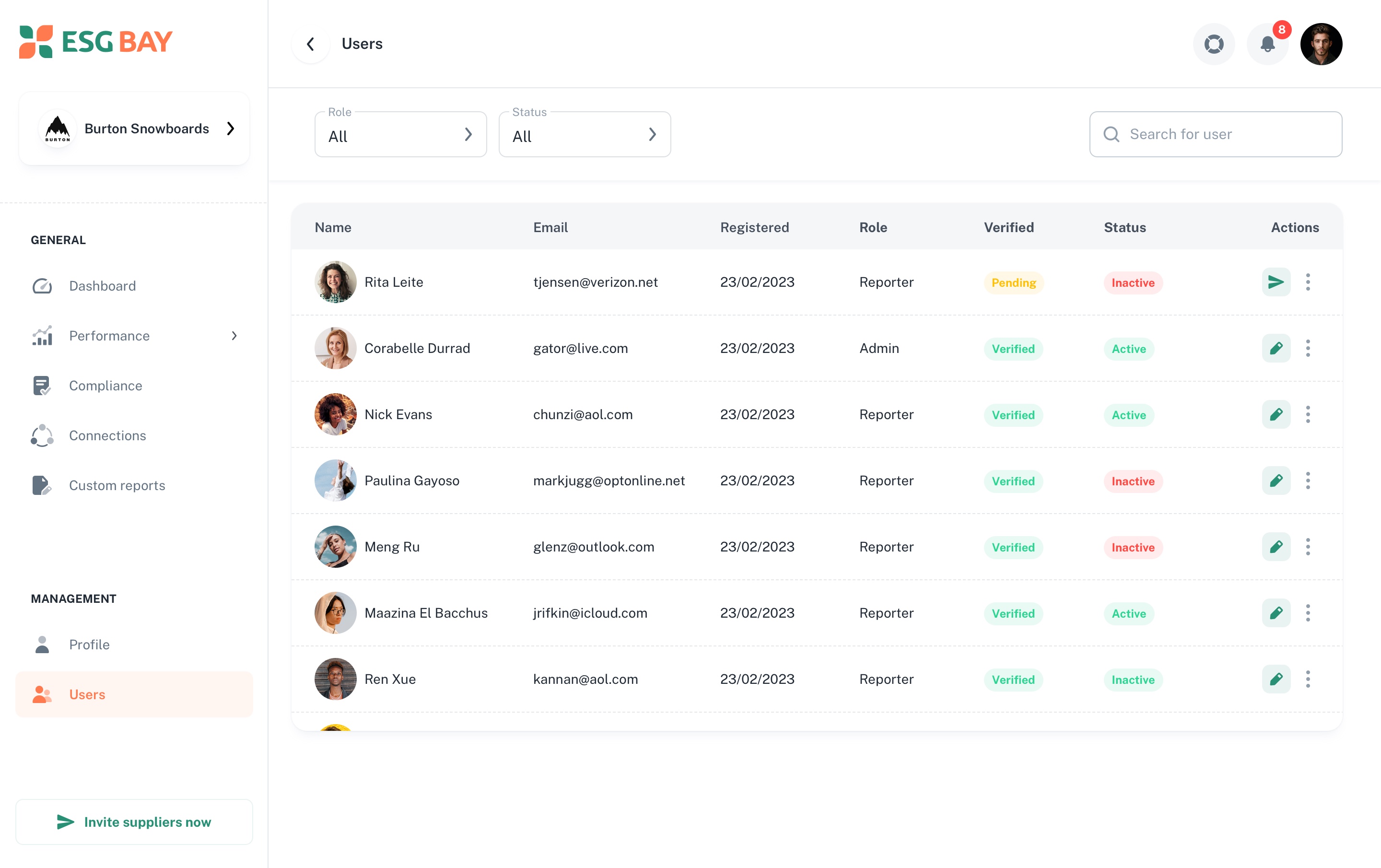 Users screen 1