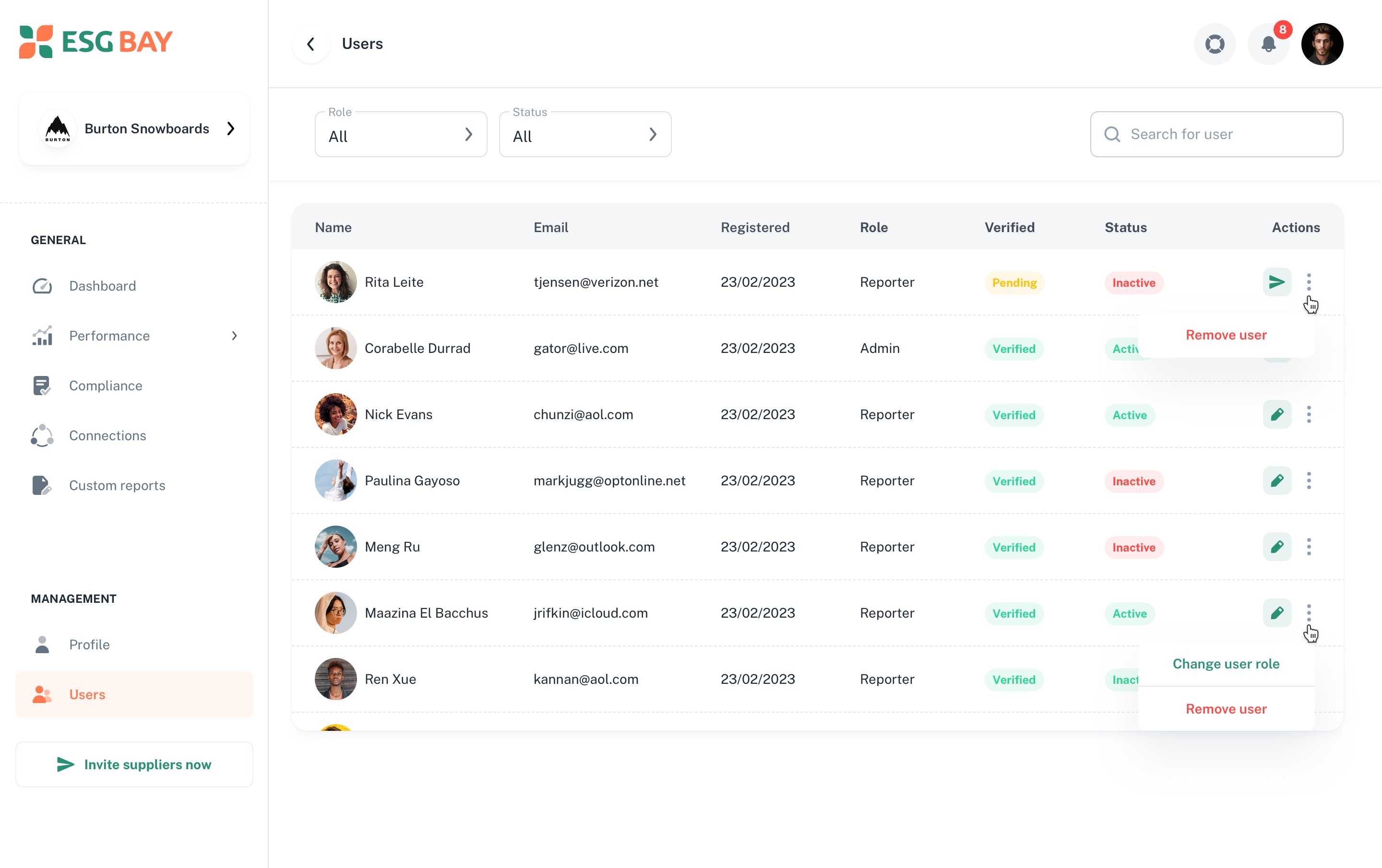 Users screen 2